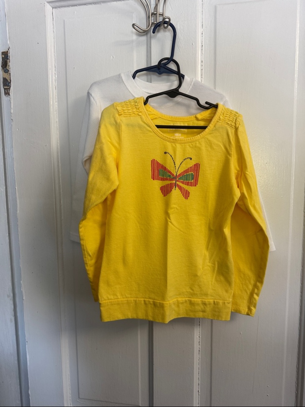 Two Shirts! Kids Yellow Butterfly Long-Sleeve Top and White Long-Sleeve Tee
